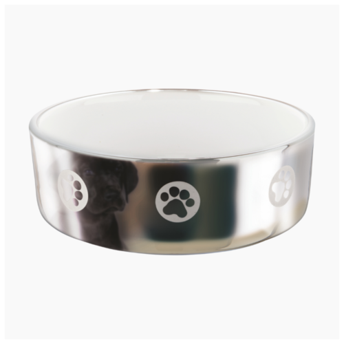 Trixie Ceramic Dog Bowl - Silver 0.8L