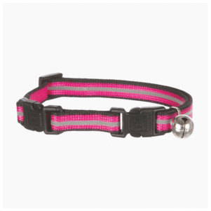 Cat Collar with 2 Buckles. Reflective - Pink