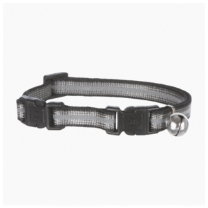 Cat Collar with 2 Buckles. Reflective - Silver