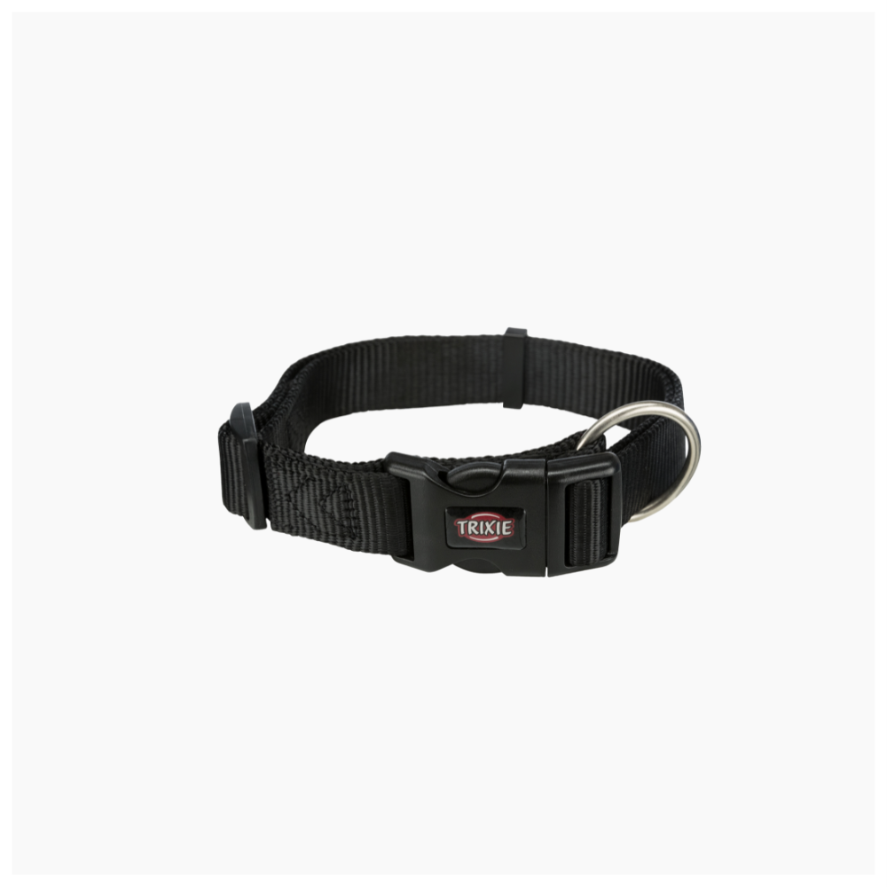 Premium Collar Nylon Black - S-M: 30-45cm/15mm