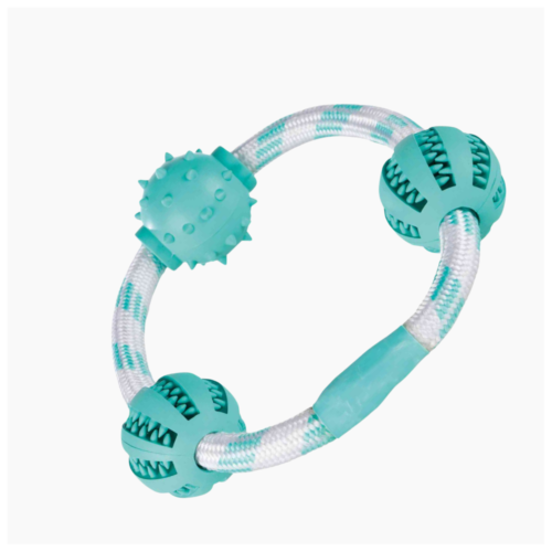 Trixie Denta Fun Rubber Toy - Rope Ring With Ball Mint
