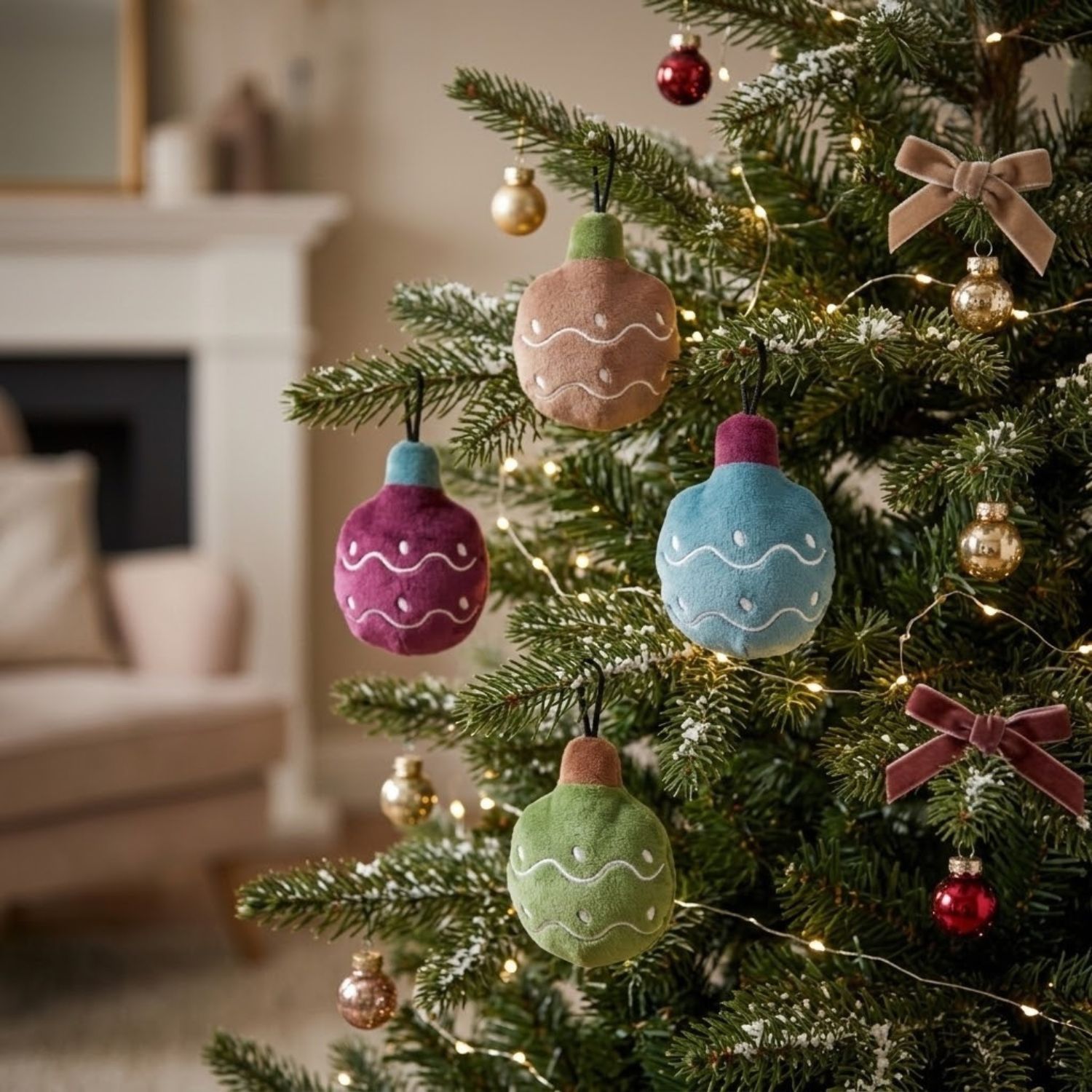 Catnip plush bauble cat toy festive design