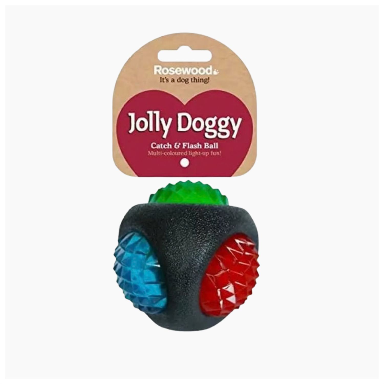 Rosewood Catch and Flash Ball LED close up with tag