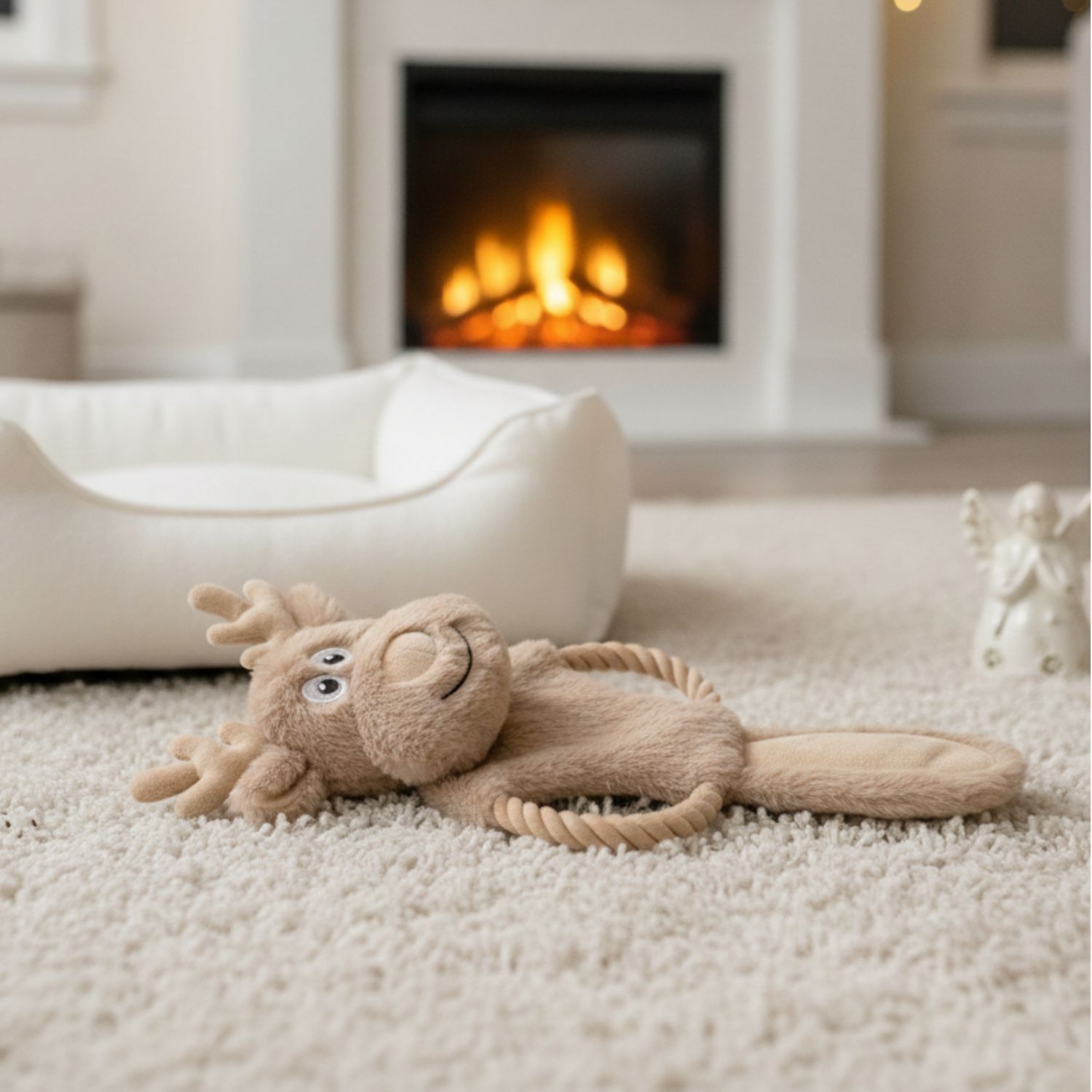 Trixie reindeer christmas dog toy rope ring detail