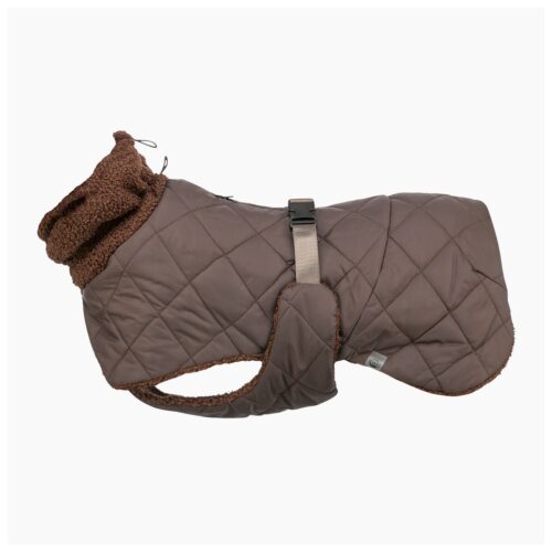 Dog coat with harness hole Trixie Minot Sherpa Brown quilted winter jacket