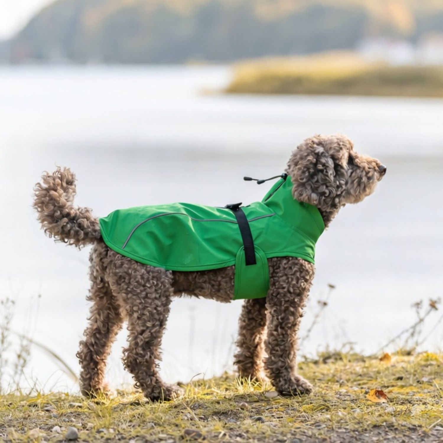 XS twenty five cm size fit on a puppy raincoat with harness hole
