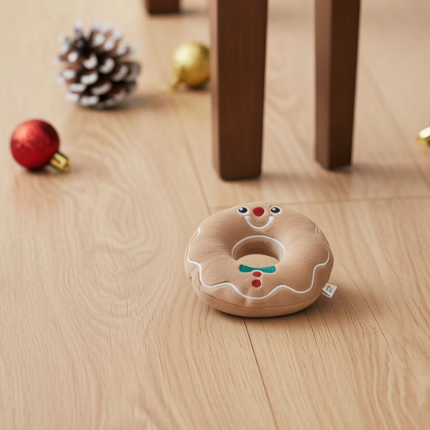 Trixie Mr Donut plush ring toy close up
